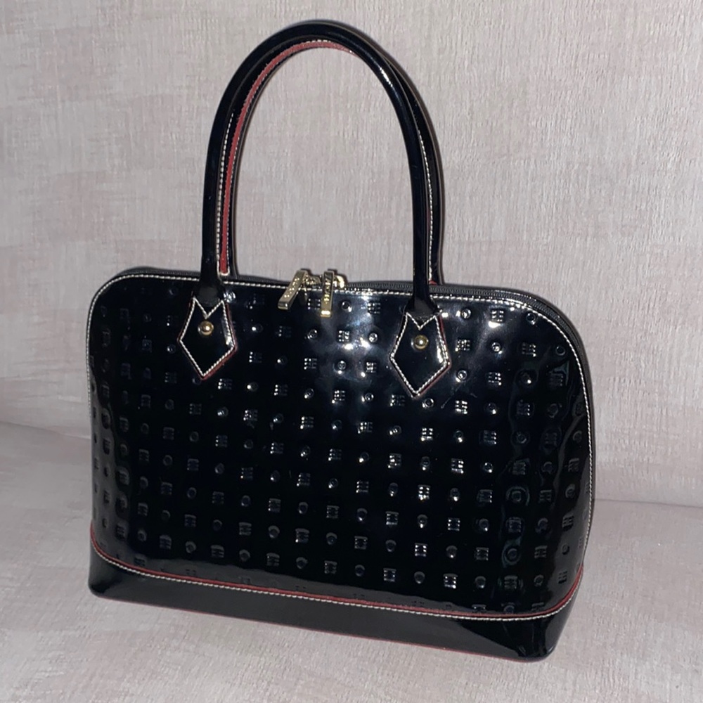 Arcadia “ Marsala” dome Satchel. Italian patent leather.